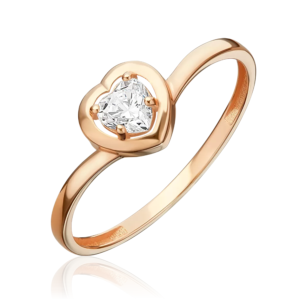 Кольцо из красного золота с фианитом 01-5984-00-401-1110