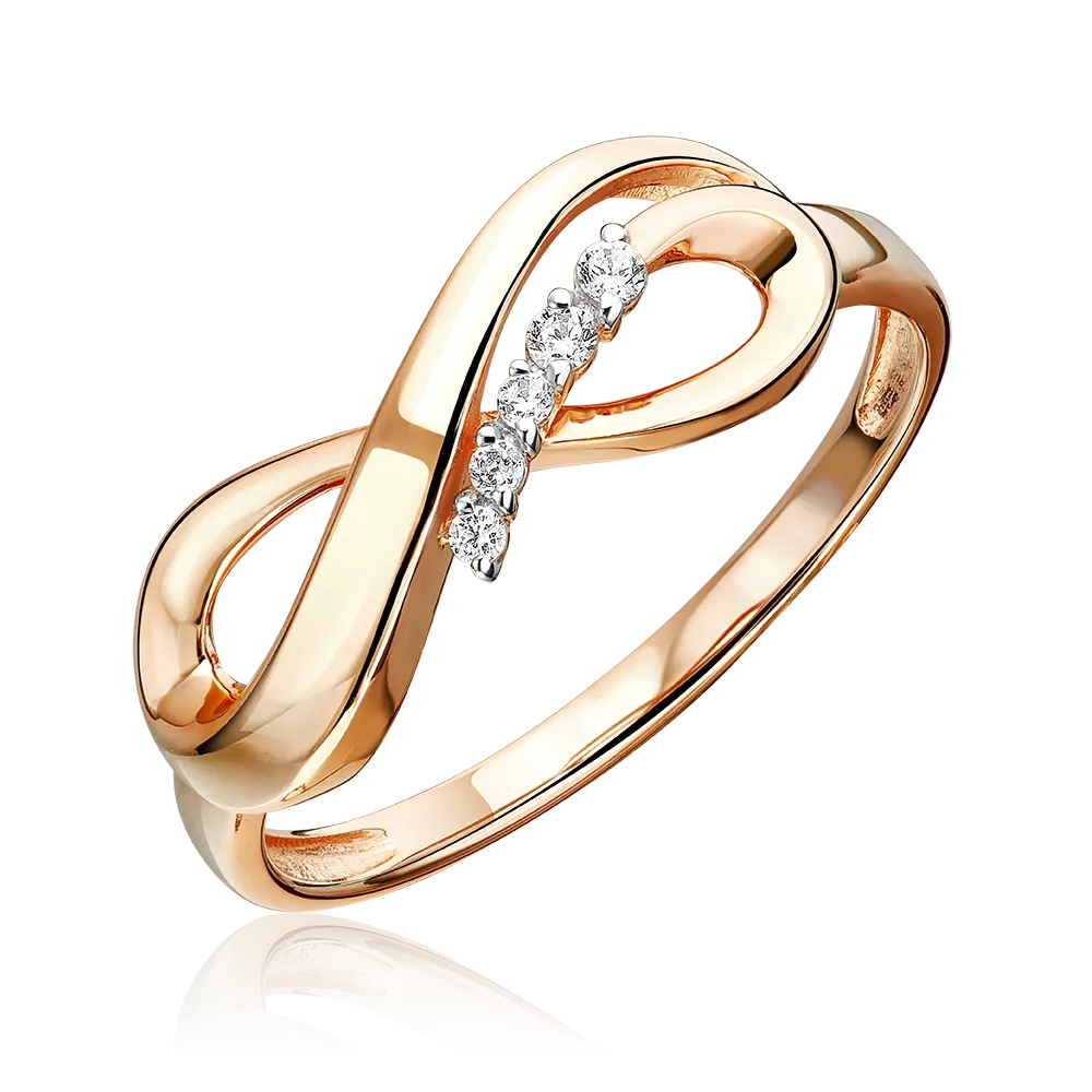 Кольцо «Сияние бесконечности» из красного золота с фианитами 01-5847-00-401-1110