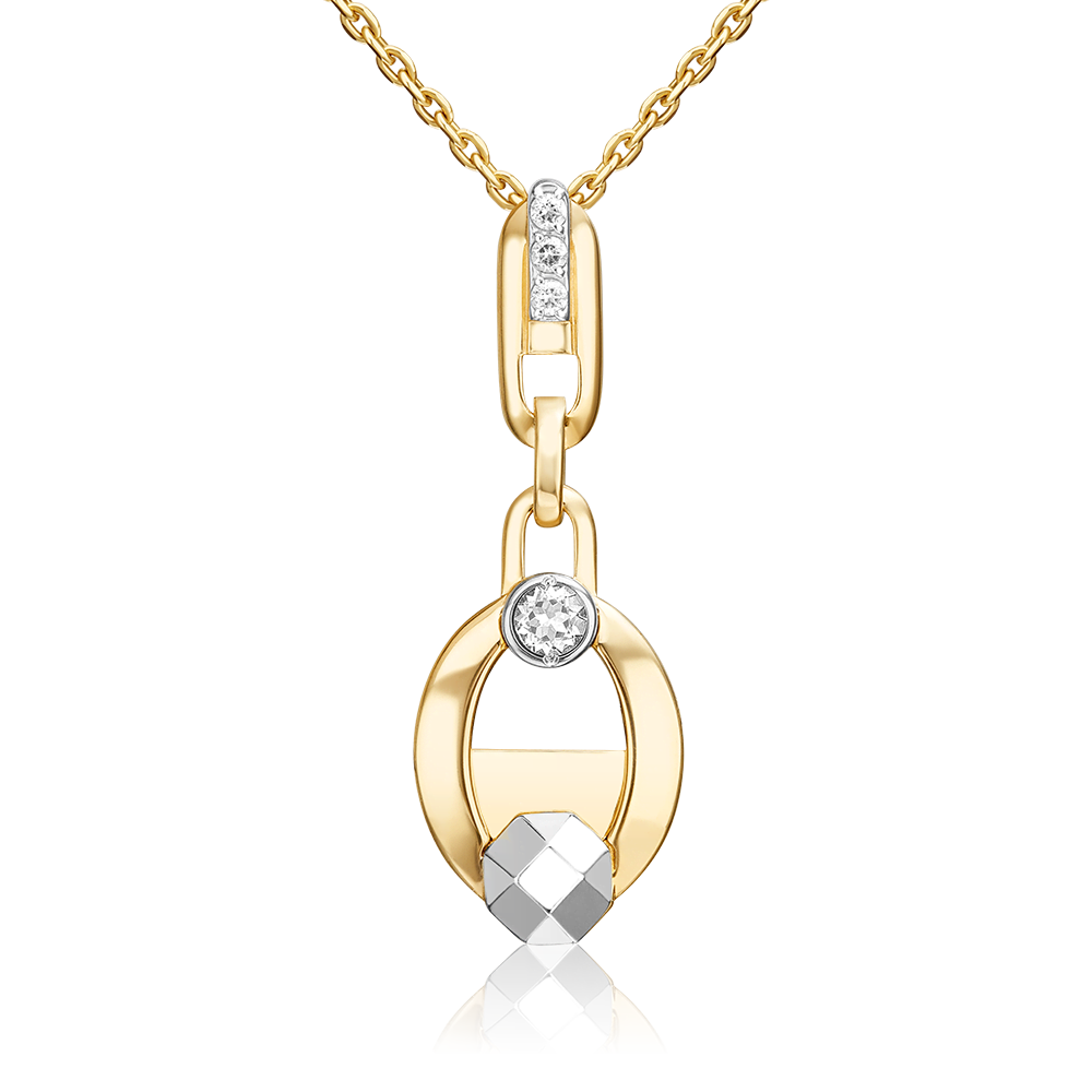 Подвеска из комбинированного золота с натуральными топазами white 03-3382-00-201-1121