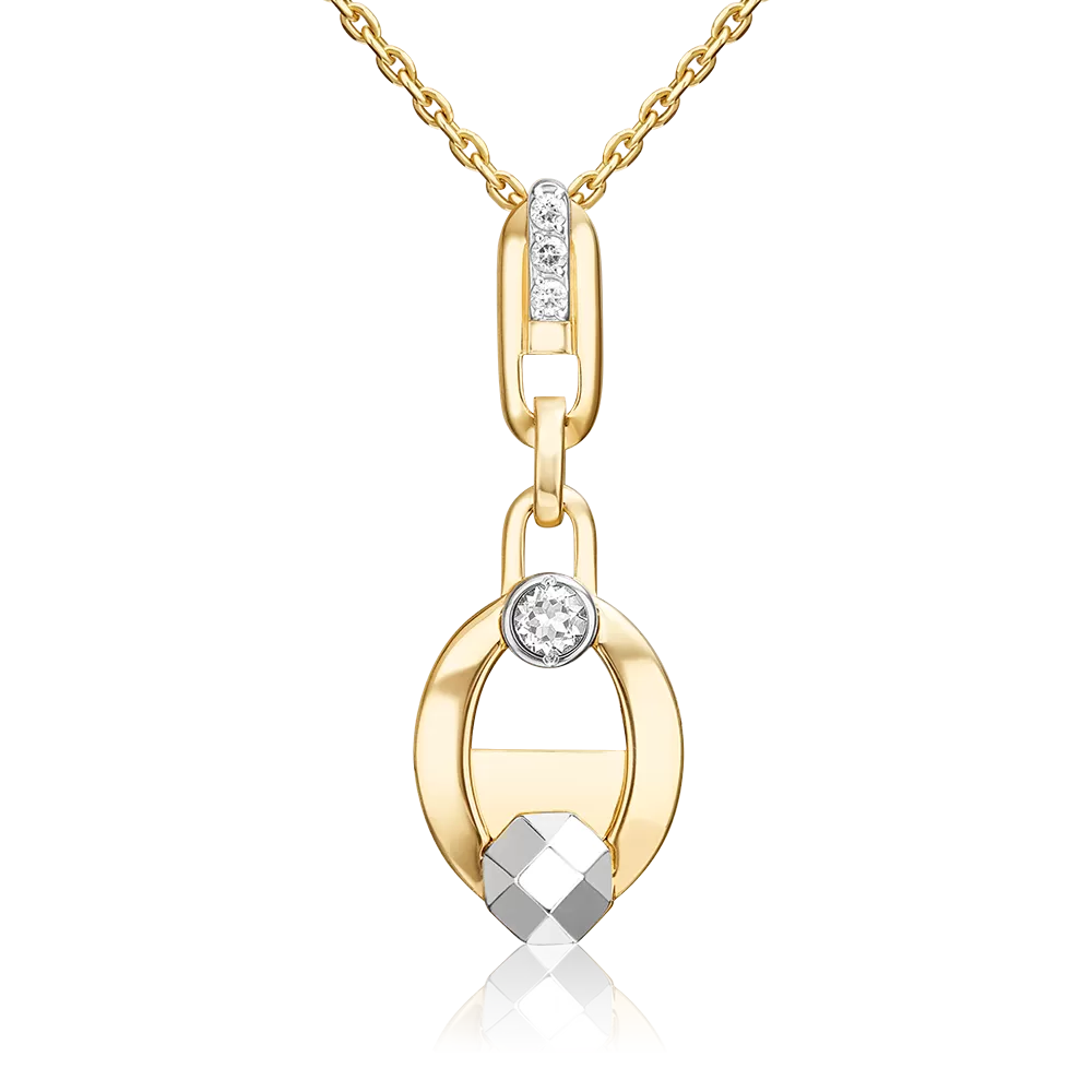 Подвеска из комбинированного золота с натуральными топазами white 03-3382-00-201-1121