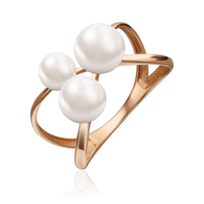 Кольцо из красного золота с жемчугом культивированным 01-5303-00-301-1110-31