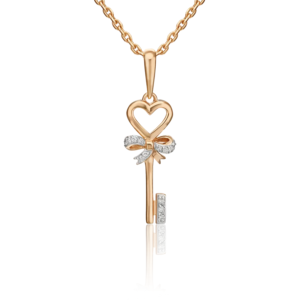 Подвеска «Ключ» из красного золота с бриллиантами 03-0557-00-101-1110-30