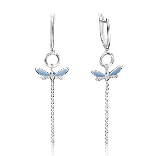 Серьги «Стрекозы» с английским замком из серебра с эмалью 02-4642-01-000-0200-71