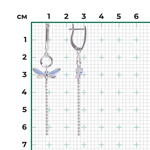 Серьги «Стрекозы» с английским замком из серебра с эмалью 02-4642-01-000-0200-71