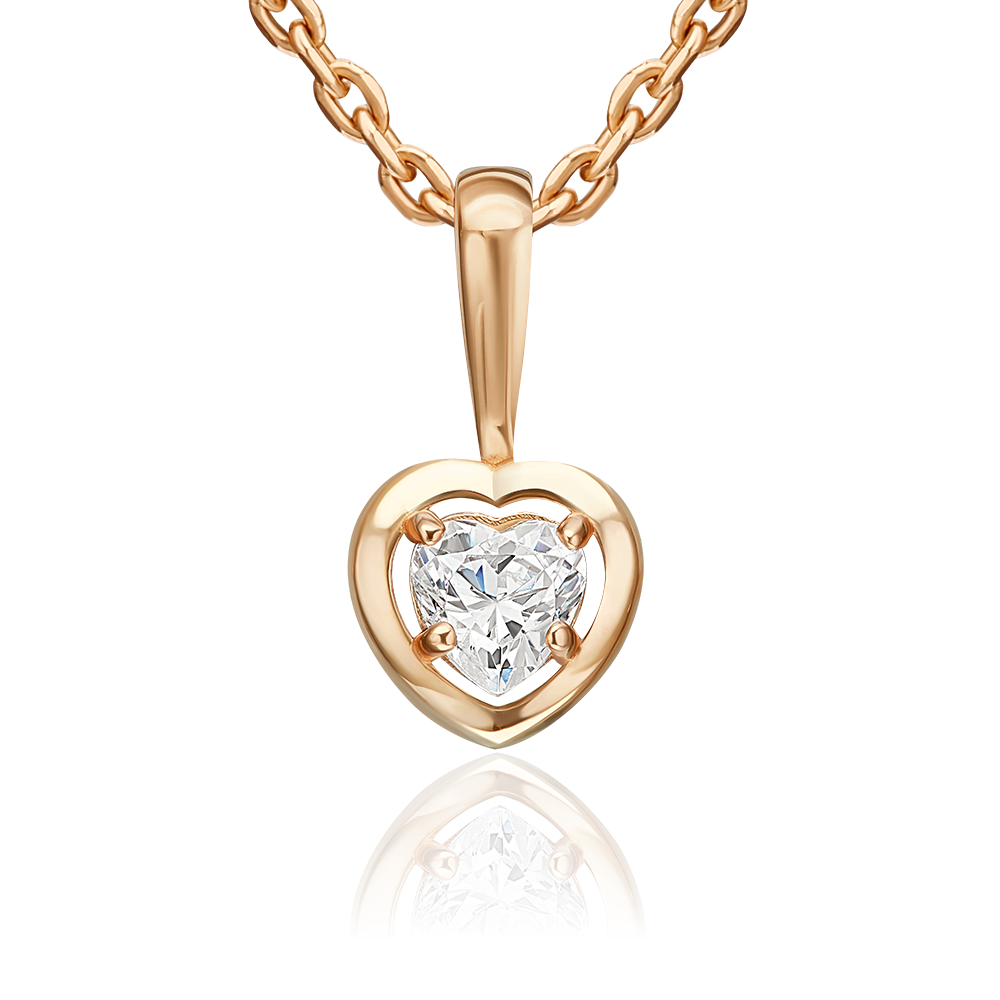 Подвеска из красного золота с фианитом 03-3701-00-401-1110