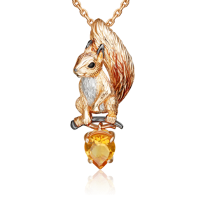Подвеска «Белка» из красного золота с цитрином и эмалью 03-3502-00-206-1110