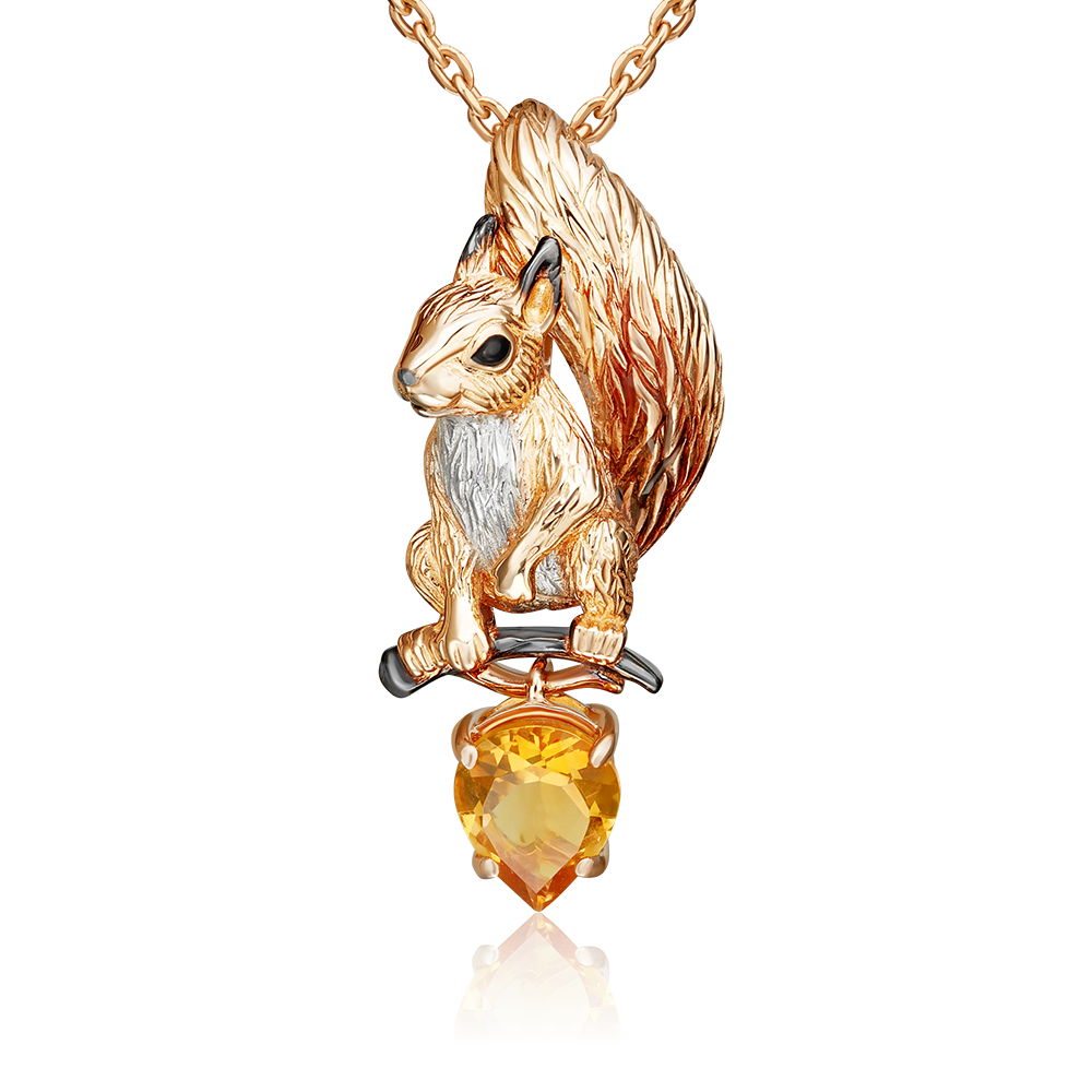 Подвеска «Белка» из красного золота с цитрином и эмалью 03-3502-00-206-1110