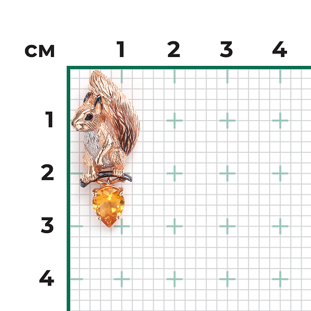 Подвеска «Белка» из красного золота с цитрином и эмалью 03-3502-00-206-1110