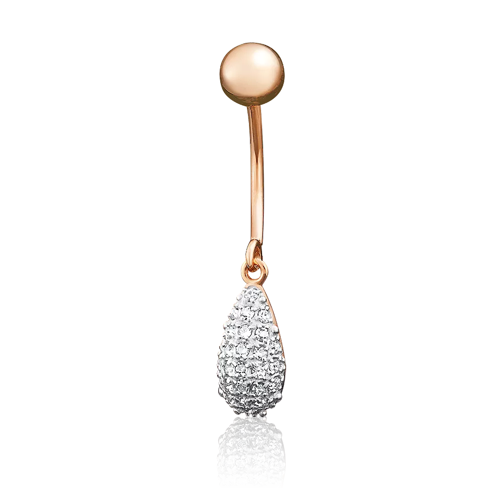 Пирсинг в пупок из красного золота с синтетическими вставками 06-3322-00-801-1110-55