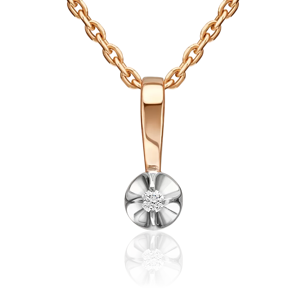 Подвеска из красного золота с бриллиантом 03-3687-00-101-1110