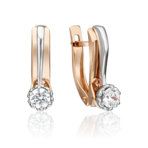 Серьги с английским замком из комбинированного золота с фианитом 02-4404-00-501-1111-38