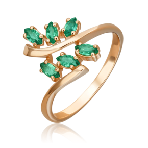 Кольцо из красного золота с изумрудами 01-0739-00-103-1110-30