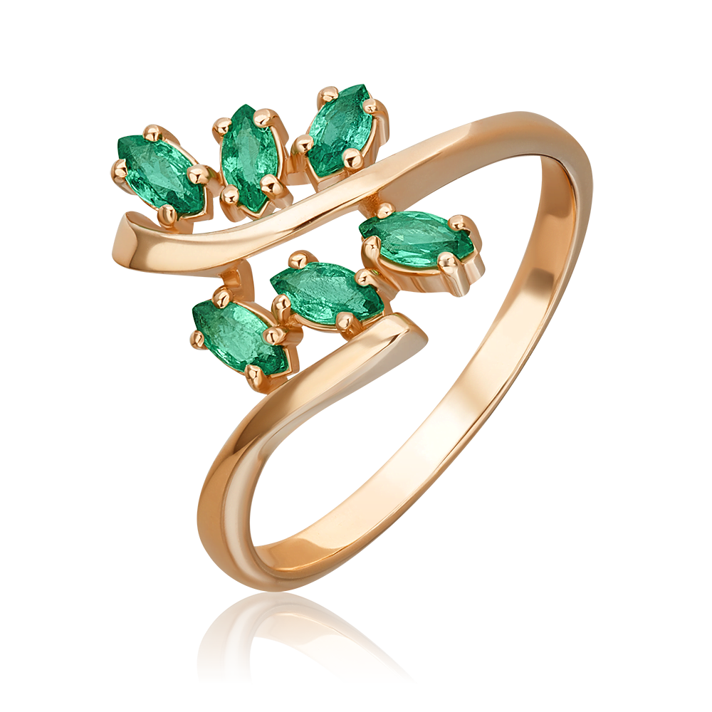 Кольцо из красного золота с изумрудами 01-0739-00-103-1110-30