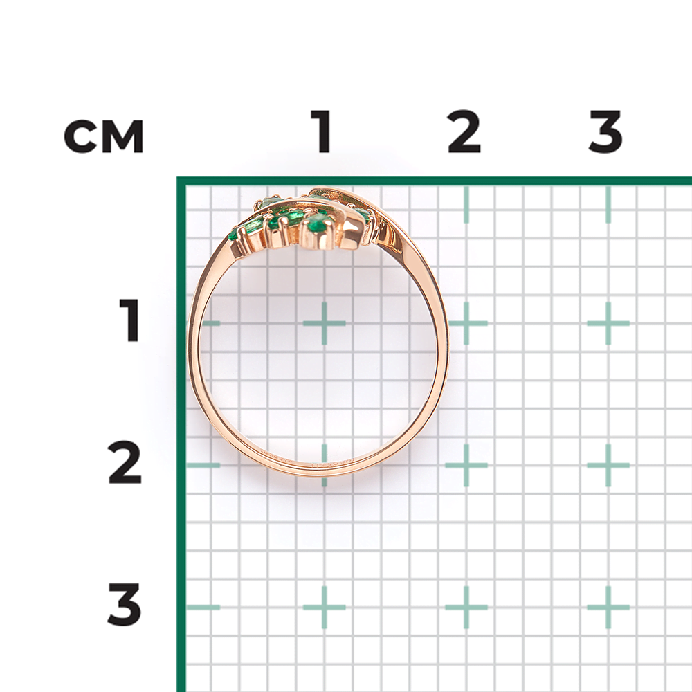 Кольцо из красного золота с изумрудами 01-0739-00-103-1110-30