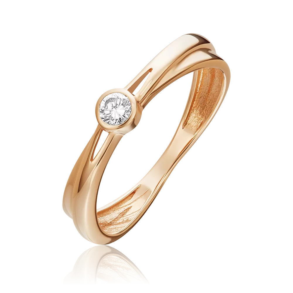 Кольцо из красного золота с бриллиантом 01-0747-00-101-1110-30