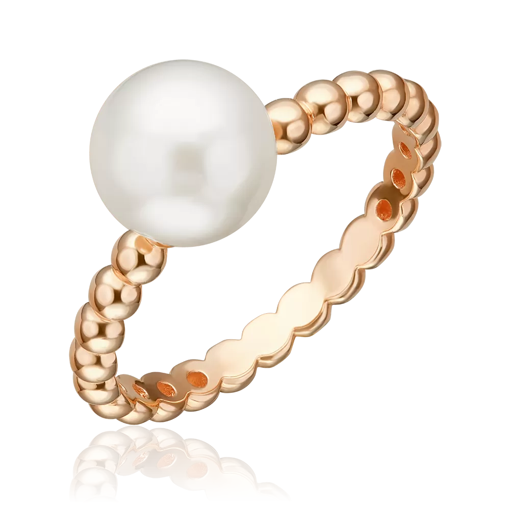 Кольцо из красного золота с жемчугом культивированным 01-5963-00-301-1110