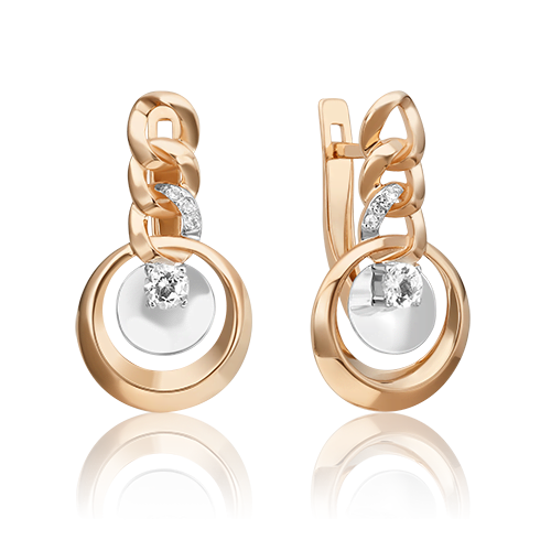 Серьги «Энергия» из комбинированного золота с натуральными топазами white 02-4832-00-201-1111