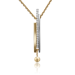 Подвеска из комбинированного золота с фианитами