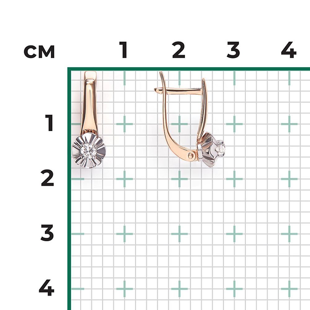 Серьги с английским замком из комбинированного золота с бриллиантом 02-5338-00-101-1111