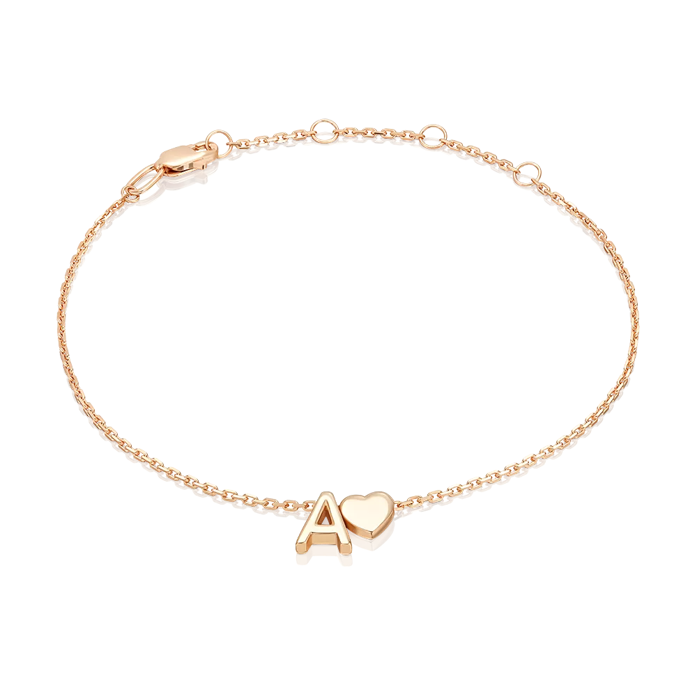 Браслет «Буква А» из красного золота 05-0858-А-000-1110