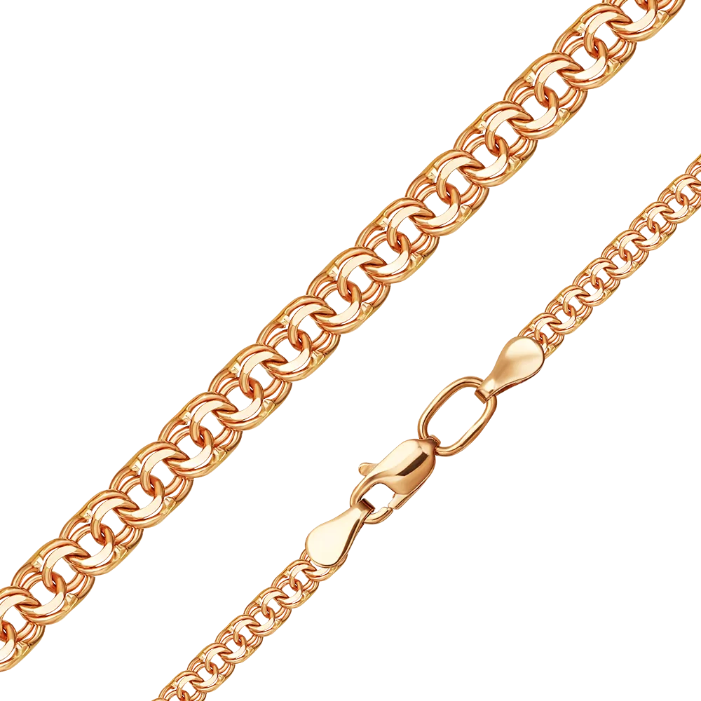 Цепь из красного золота с алмазной гранью (плетение «Бисмарк») 21-2705-050-1110-19