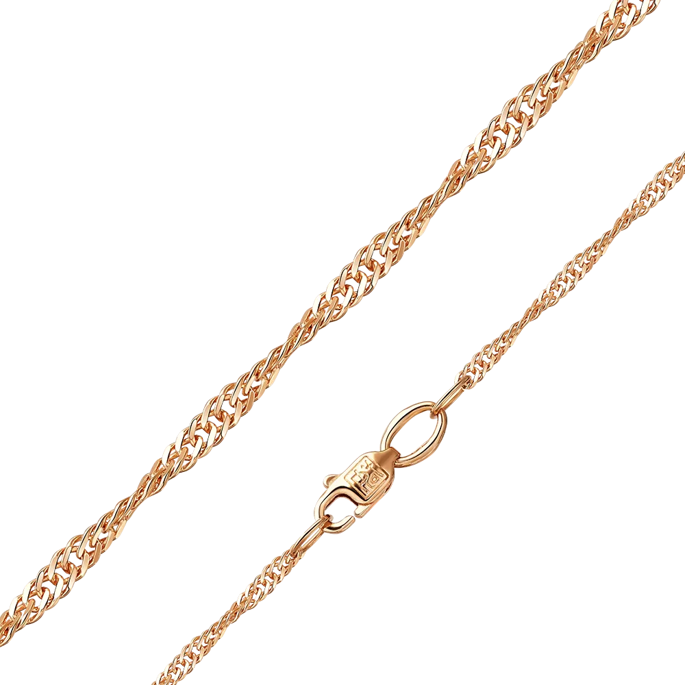 Цепь из красного золота с алмазной гранью (плетение «Сингапур») 21-0703-025-1110-17