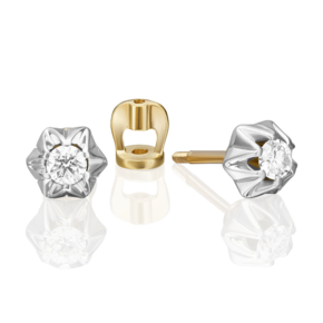 Серьги-пусеты из комбинированного золота с бриллиантом 02-5352-00-101-1121