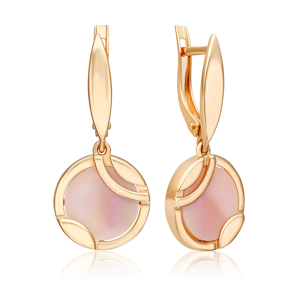 Серьги с английским замком из красного золота с перламутром 02-5457-00-745-1110