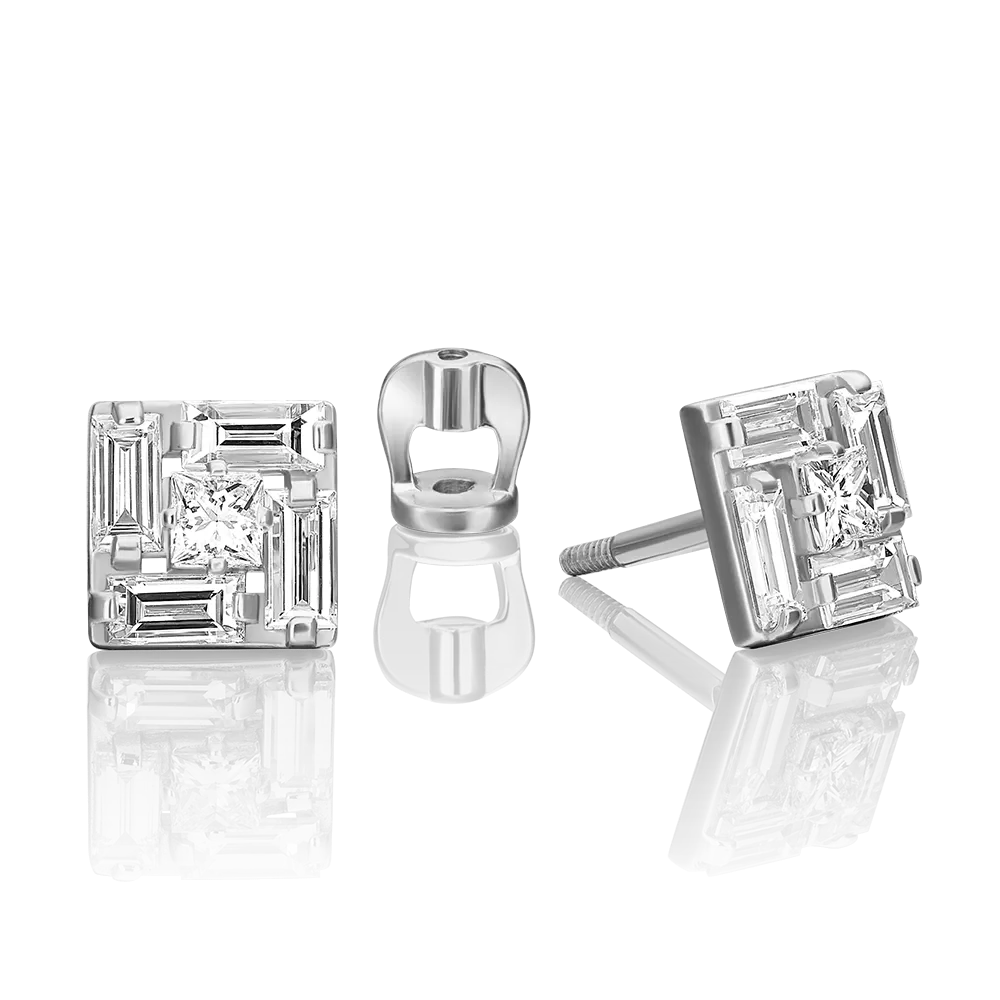 Серьги-пусеты из белого золота с бриллиантами 02-2760-00-101-1120-30
