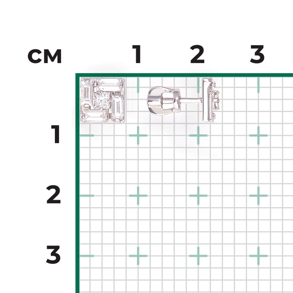 Серьги-пусеты из белого золота с бриллиантами 02-2760-00-101-1120-30