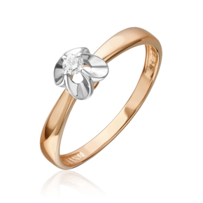 Кольцо из комбинированного золота с бриллиантом 01-5805-00-101-1111