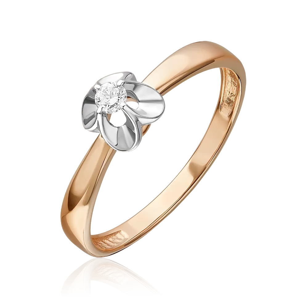 Кольцо из комбинированного золота с бриллиантом 01-5805-00-101-1111