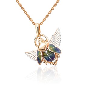 Подвеска «Жук-скарабей» из красного золота с эмалью 03-2639-00-000-1110-48