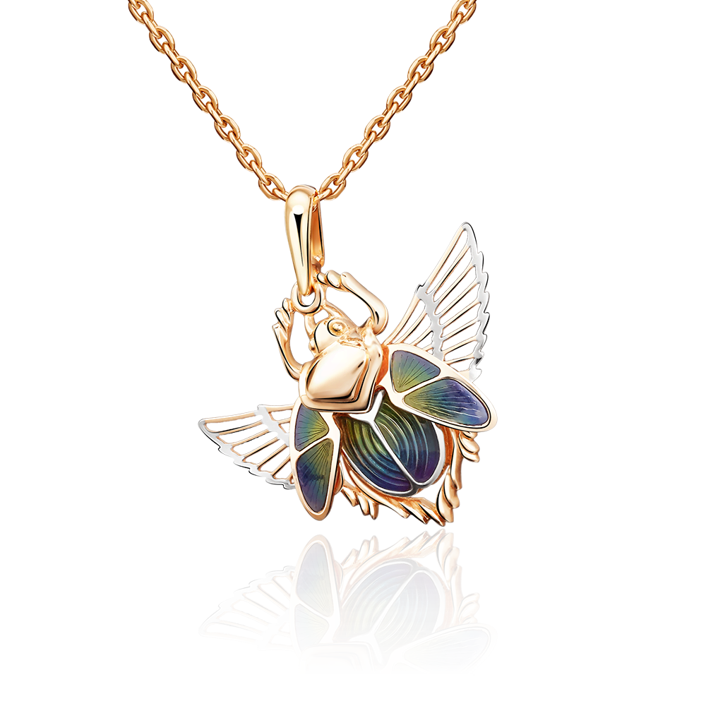 Подвеска «Жук-скарабей» из красного золота с эмалью 03-2639-00-000-1110-48