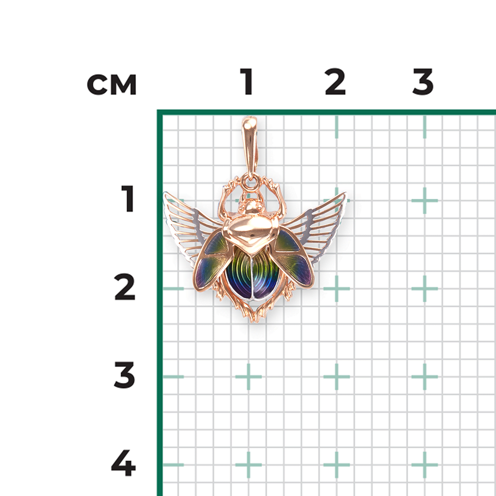 Подвеска «Жук-скарабей» из красного золота с эмалью 03-2639-00-000-1110-48