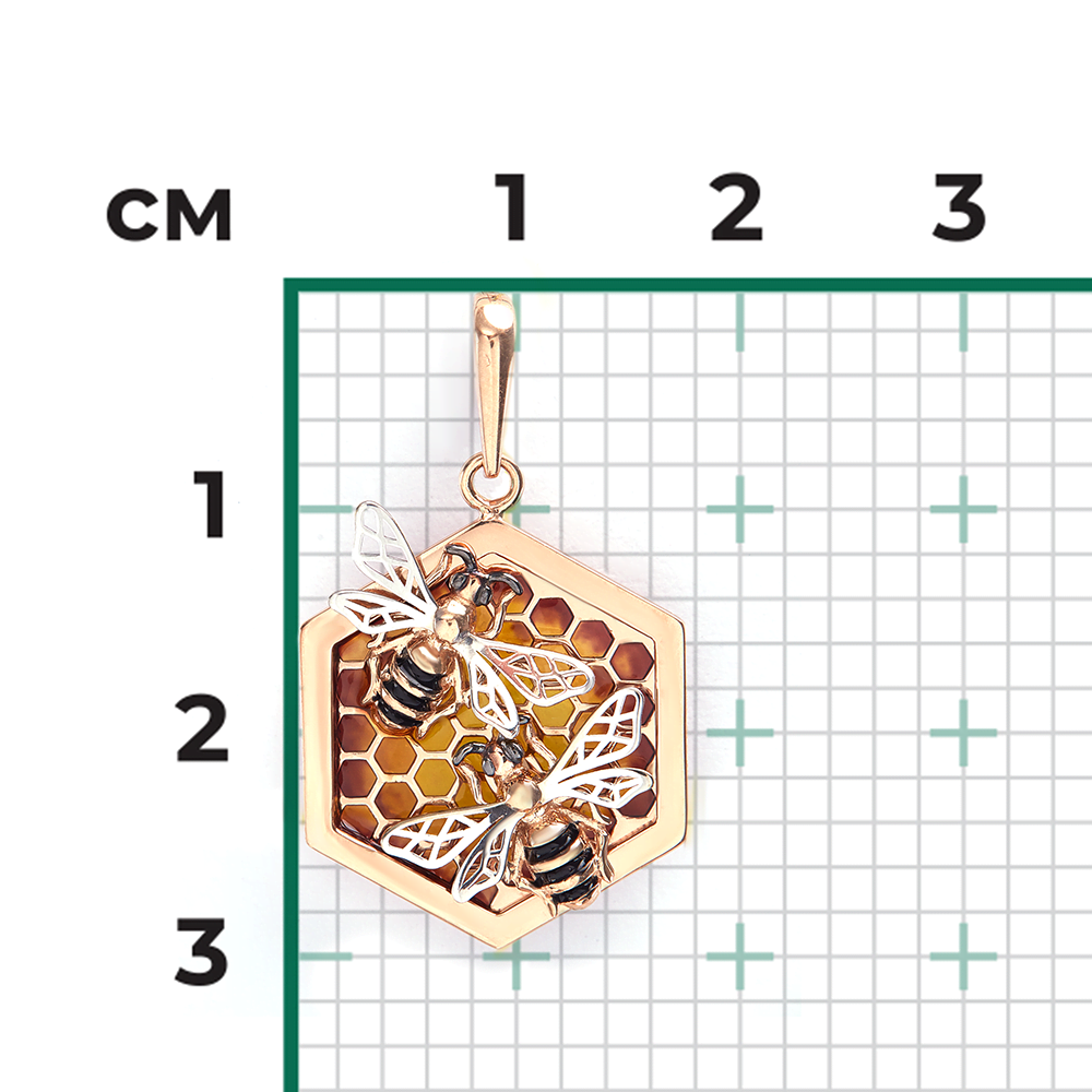 Подвеска «Пчелы на сотах» из комбинированного золота с эмалью 03-2641-00-000-1111-48