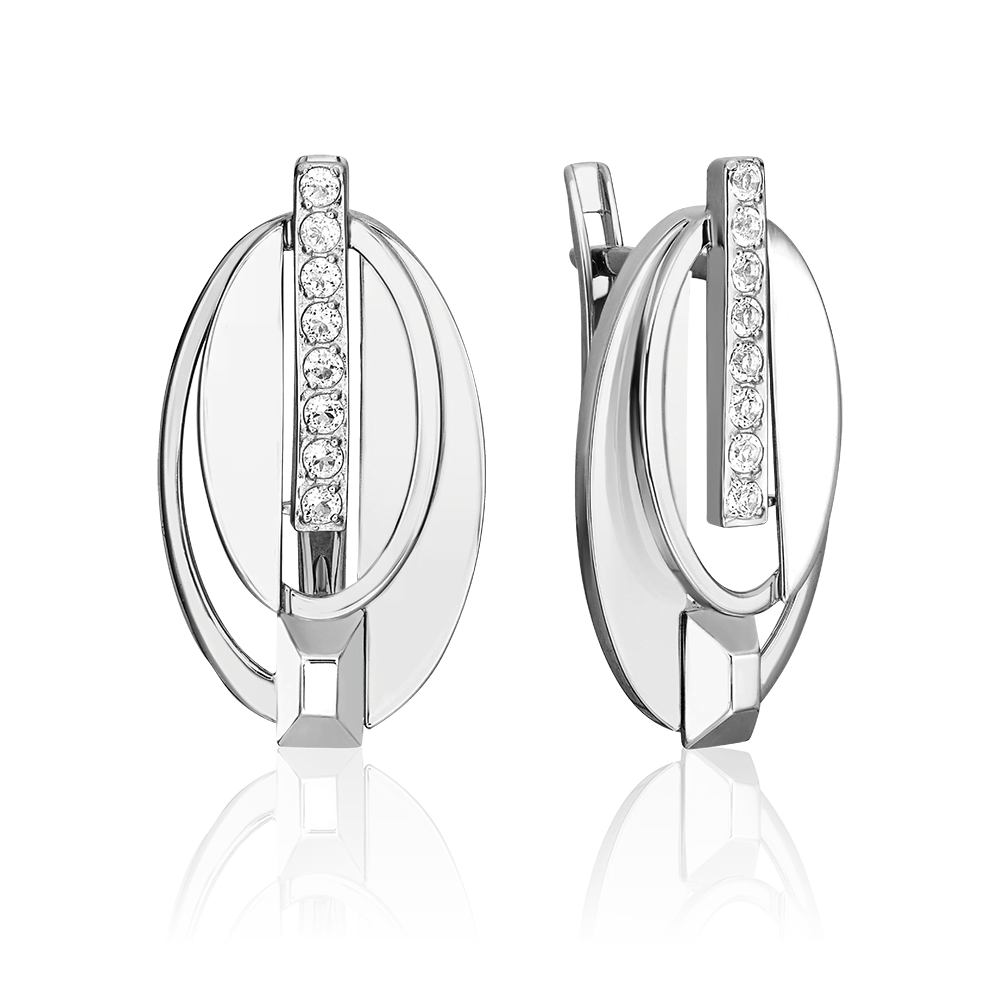 Серьги с английским замком из белого золота с натуральными топазами white 02-5026-00-201-1120