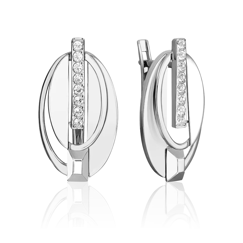 Серьги с английским замком из белого золота с натуральными топазами white 02-5026-00-201-1120