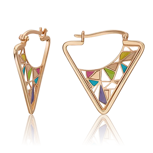 Серьги с турецким замком из красного золота с эмалью 02-4597-00-000-1110-48