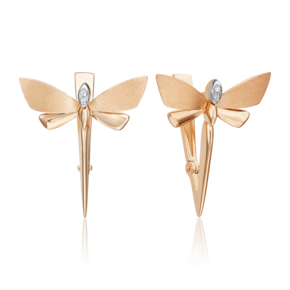 Серьги «Стрекозы. Ценность настоящего» с английским замком из комбинированного золота с бриллиантами 02-4810-00-101-1111