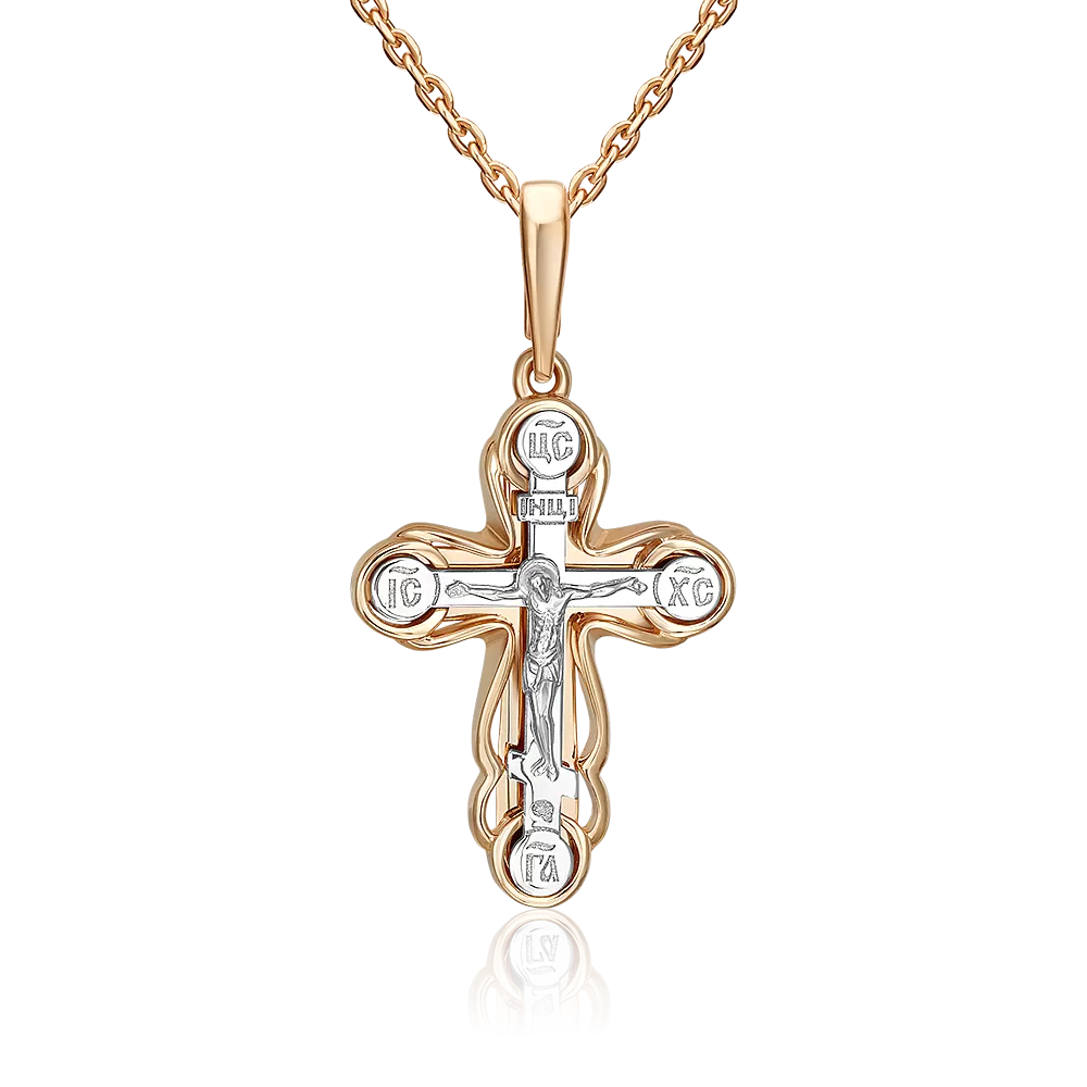 Православный крест из комбинированного золота 03-3550-00-000-1111