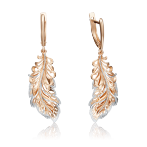 Серьги «Перья Жар-птицы» с английским замком из красного золота 02-4154-00-000-1110-48