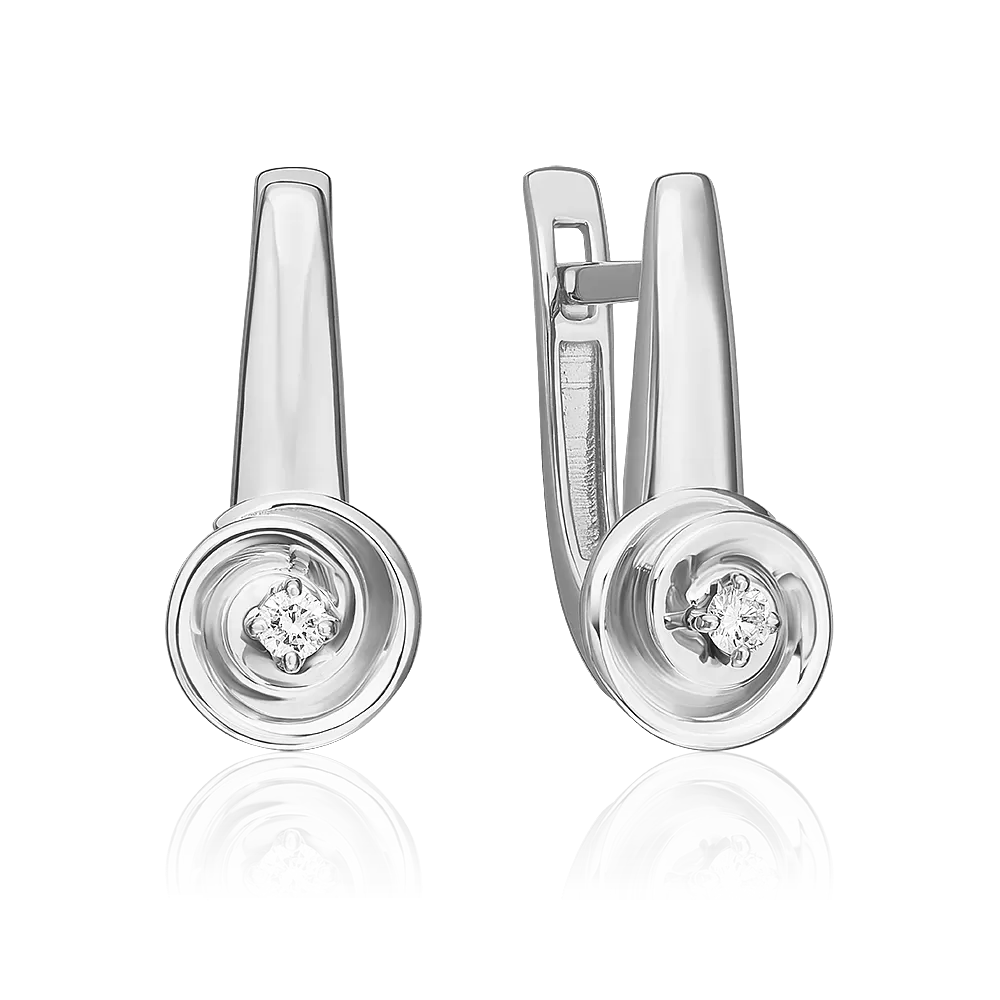 Серьги с английским замком из белого золота с бриллиантом 02-5347-00-101-1120