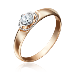 Помолвочное кольцо из красного золота с фианитом 01-5132-00-501-1110-38