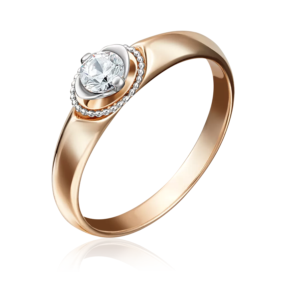 Помолвочное кольцо из красного золота с фианитом 01-5132-00-501-1110-38
