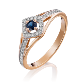 Кольцо из красного золота с сапфиром и бриллиантами 01-1517-00-105-1110-30
