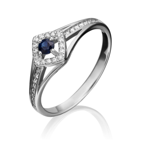 Кольцо из белого золота с сапфиром и бриллиантами 01-1517-00-105-1120-30
