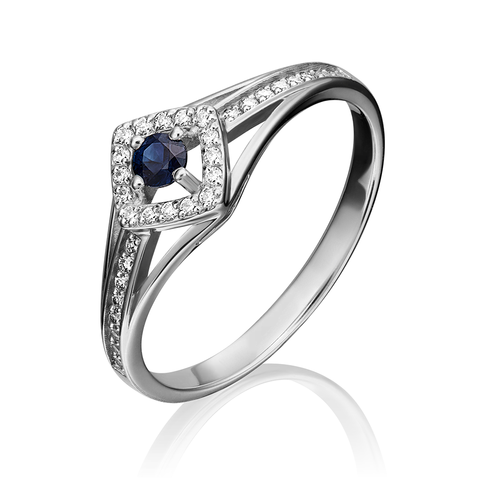 Кольцо из белого золота с сапфиром и бриллиантами 01-1517-00-105-1120-30