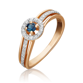 Кольцо из красного золота с сапфиром и бриллиантами 01-1518-00-105-1110-30