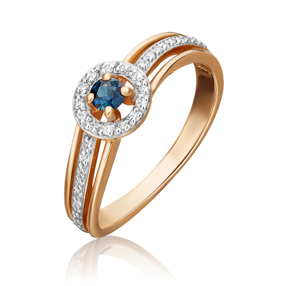 Кольцо из красного золота с сапфиром и бриллиантами 01-1518-00-105-1110-30